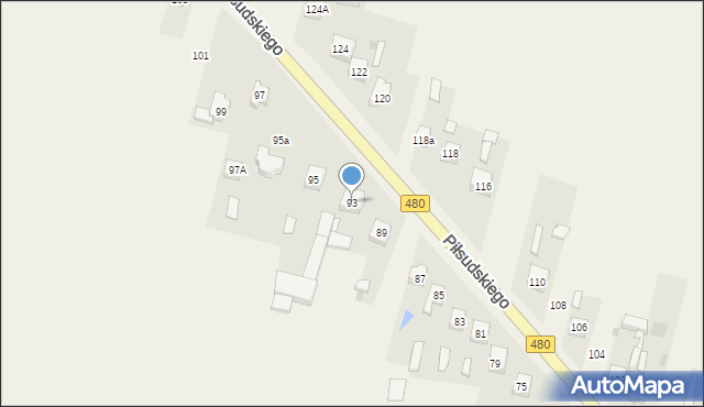 Szczerców, Piłsudskiego Józefa, marsz., 93, mapa Szczerców