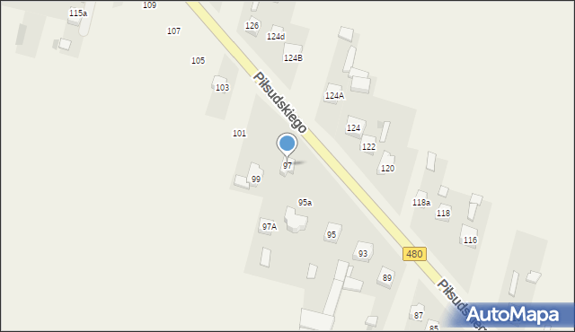 Szczerców, Piłsudskiego Józefa, marsz., 97, mapa Szczerców