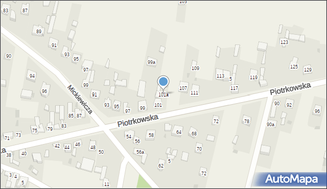 Szczerców, Piotrkowska, 101a, mapa Szczerców