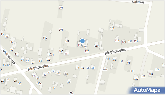 Szczerców, Piotrkowska, 115a, mapa Szczerców