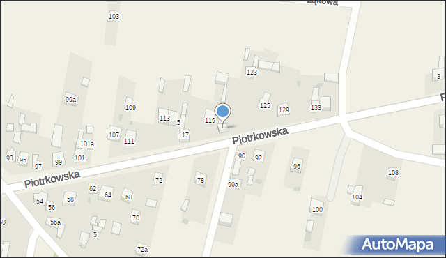 Szczerców, Piotrkowska, 121, mapa Szczerców