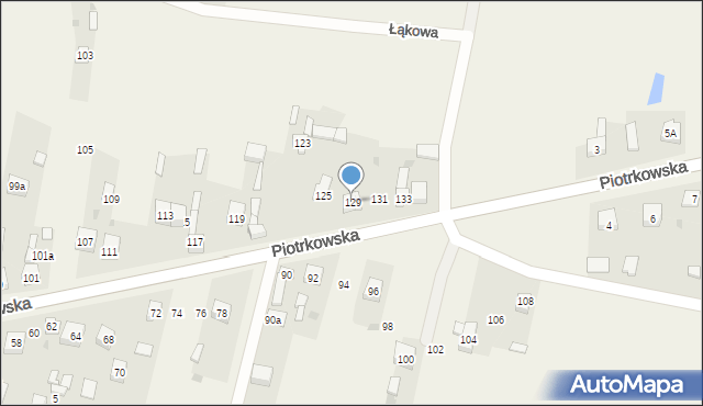 Szczerców, Piotrkowska, 129, mapa Szczerców