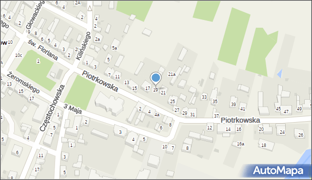 Szczerców, Piotrkowska, 19, mapa Szczerców