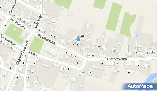 Szczerców, Piotrkowska, 21, mapa Szczerców