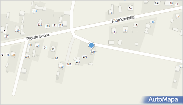 Szczerców, Piotrkowska, 408, mapa Szczerców