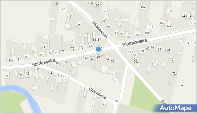 Szczerców, Piotrkowska, 46, mapa Szczerców