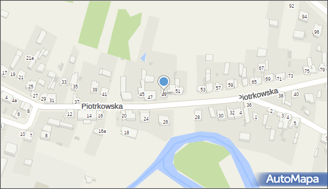 Szczerców, Piotrkowska, 49, mapa Szczerców