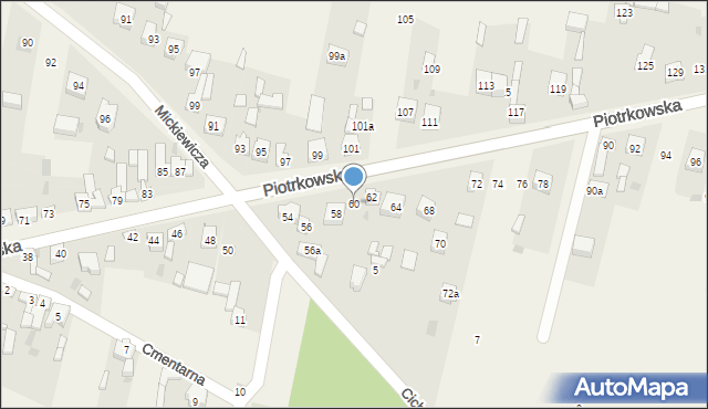 Szczerców, Piotrkowska, 60, mapa Szczerców