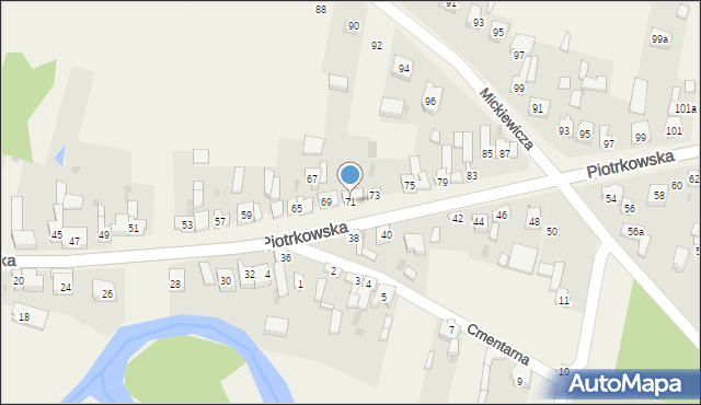 Szczerców, Piotrkowska, 71, mapa Szczerców
