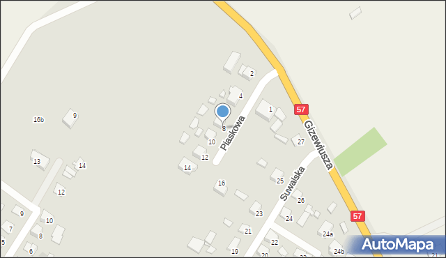 Szczytno, Piaskowa, 8, mapa Szczytno