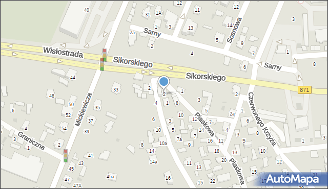 Tarnobrzeg, Piaskowa, 2, mapa Tarnobrzegu
