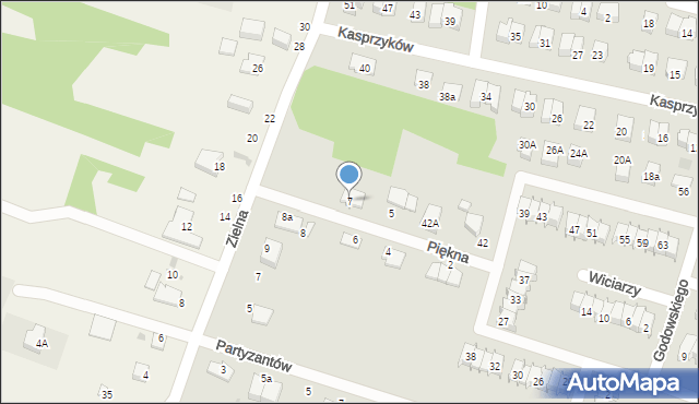 Tarnów, Piękna, 7, mapa Tarnów