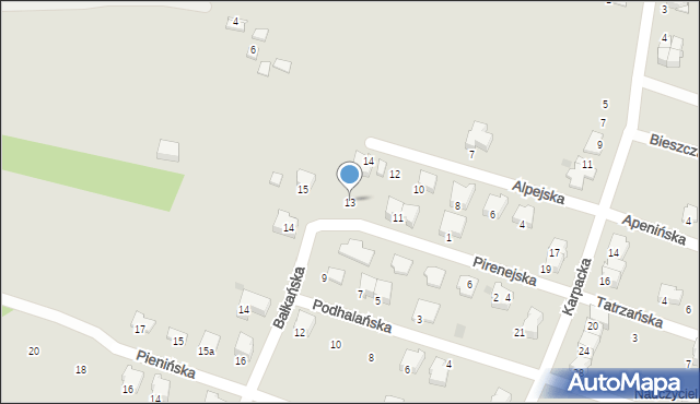 Tarnów, Pirenejska, 13, mapa Tarnów