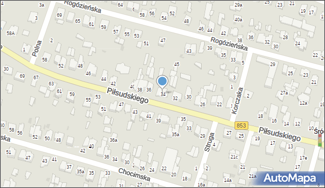 Tomaszów Lubelski, Piłsudskiego Józefa, marsz., 34, mapa Tomaszów Lubelski