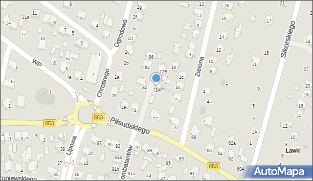 Tomaszów Lubelski, Piłsudskiego Józefa, marsz., 72A, mapa Tomaszów Lubelski