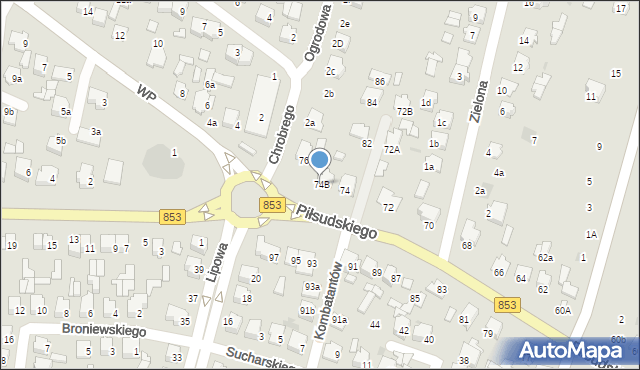 Tomaszów Lubelski, Piłsudskiego Józefa, marsz., 74B, mapa Tomaszów Lubelski