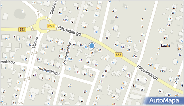 Tomaszów Lubelski, Piłsudskiego Józefa, marsz., 85, mapa Tomaszów Lubelski