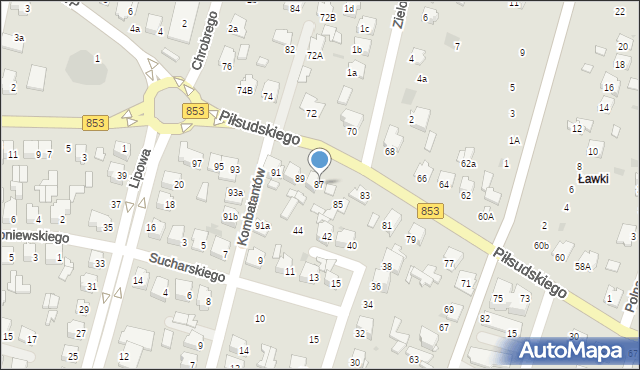 Tomaszów Lubelski, Piłsudskiego Józefa, marsz., 87, mapa Tomaszów Lubelski