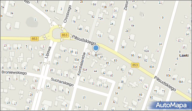 Tomaszów Lubelski, Piłsudskiego Józefa, marsz., 89, mapa Tomaszów Lubelski