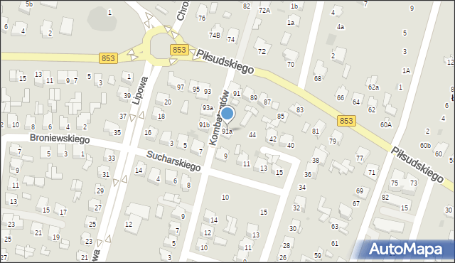Tomaszów Lubelski, Piłsudskiego Józefa, marsz., 91a, mapa Tomaszów Lubelski