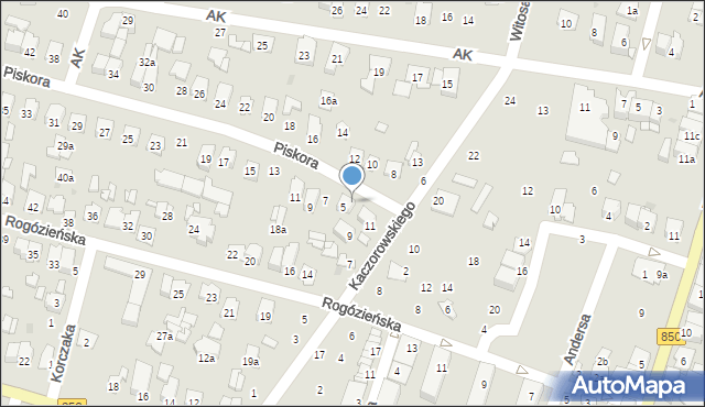Tomaszów Lubelski, Piskora Tadeusza, gen., 5a, mapa Tomaszów Lubelski