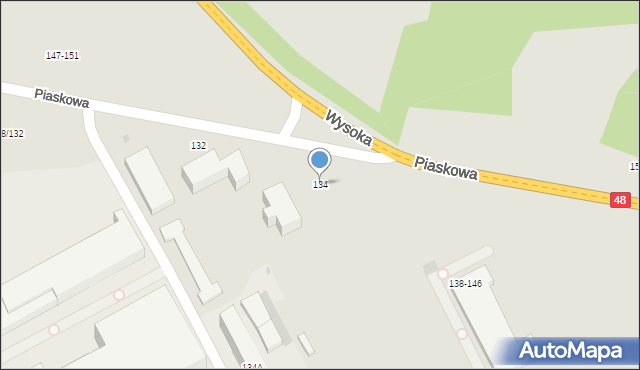 Tomaszów Mazowiecki, Piaskowa, 134, mapa Tomaszów Mazowiecki