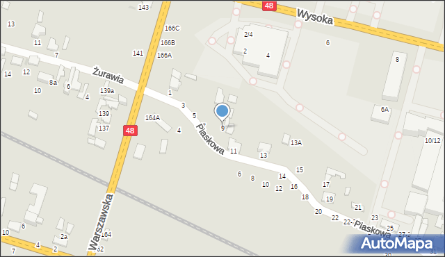 Tomaszów Mazowiecki, Piaskowa, 9, mapa Tomaszów Mazowiecki