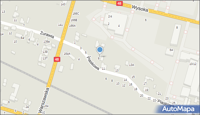 Tomaszów Mazowiecki, Piaskowa, 9a, mapa Tomaszów Mazowiecki