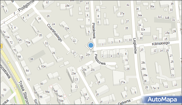 Toruń, Piaskowa, 1, mapa Torunia