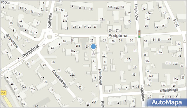 Toruń, Piaskowa, 11, mapa Torunia