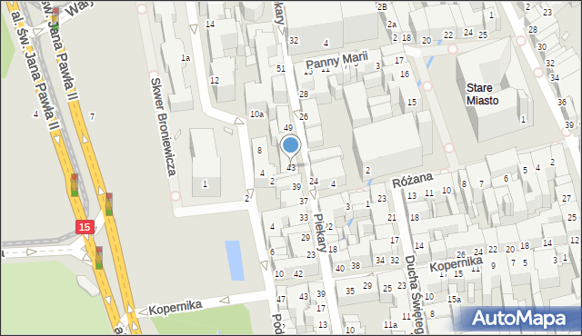 Toruń, Piekary, 43, mapa Torunia