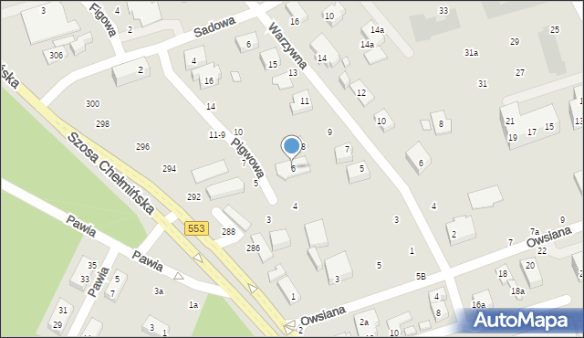 Toruń, Pigwowa, 6, mapa Torunia