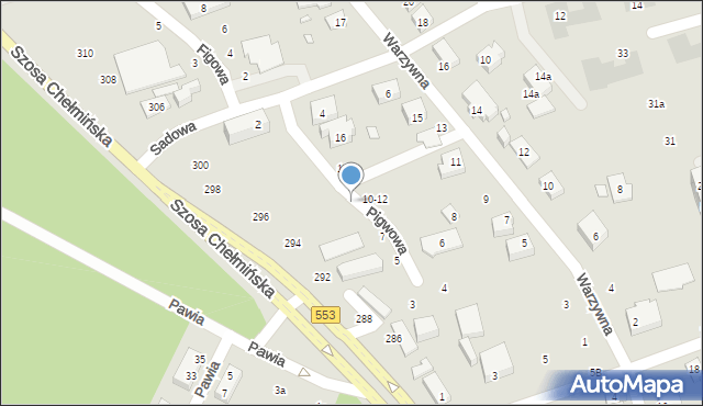 Toruń, Pigwowa, 9, mapa Torunia