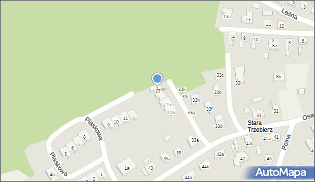 Trzebież, Piaskowa, 13, mapa Trzebież