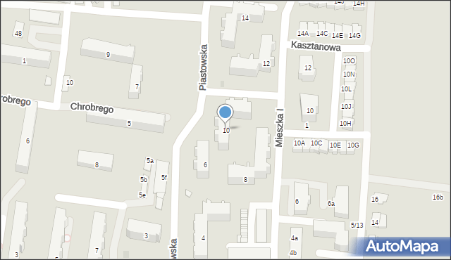 Trzemeszno, Piastowska, 10, mapa Trzemeszno