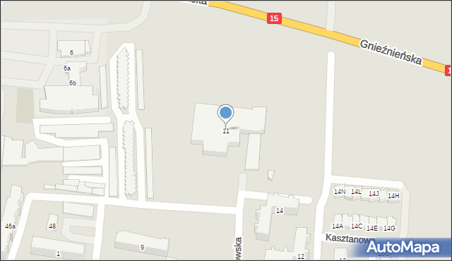 Trzemeszno, Piastowska, 11, mapa Trzemeszno