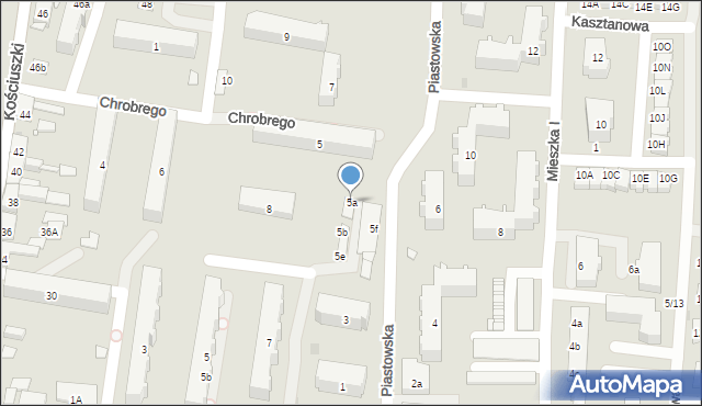 Trzemeszno, Piastowska, 5a, mapa Trzemeszno