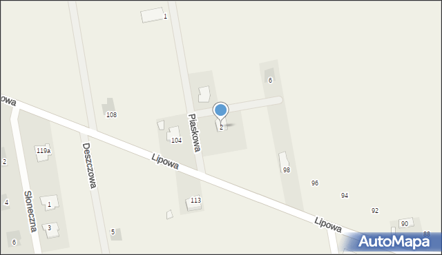 Turośń Kościelna, Piaskowa, 2, mapa Turośń Kościelna