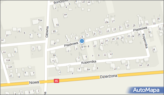 Tworków, Piaskowa, 6, mapa Tworków