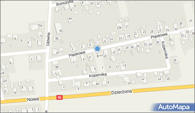 Tworków, Piaskowa, 8, mapa Tworków