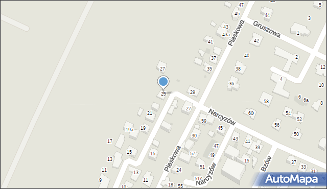 Tychy, Piaskowa, 25, mapa Tychów