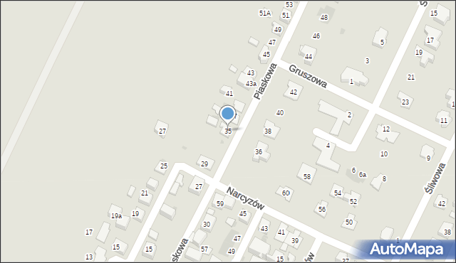 Tychy, Piaskowa, 35, mapa Tychów