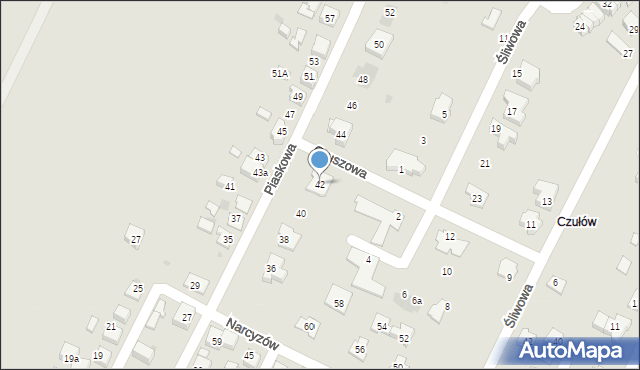 Tychy, Piaskowa, 42, mapa Tychów