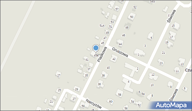 Tychy, Piaskowa, 43a, mapa Tychów