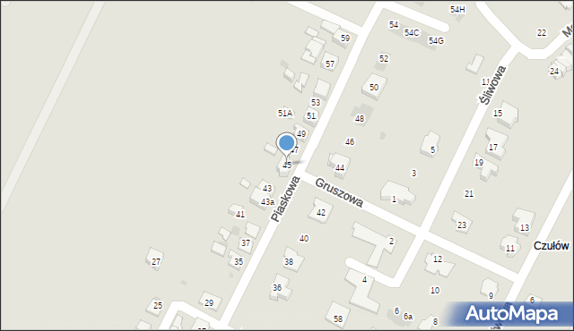 Tychy, Piaskowa, 45, mapa Tychów