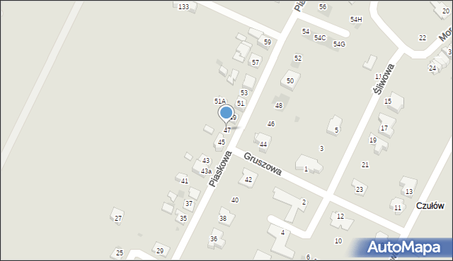 Tychy, Piaskowa, 47, mapa Tychów