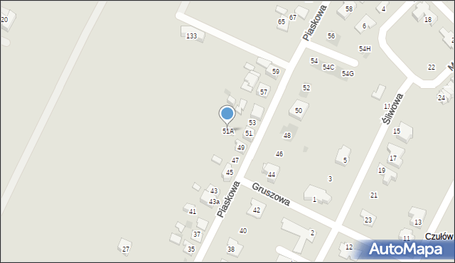 Tychy, Piaskowa, 51A, mapa Tychów