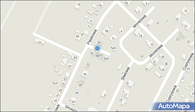 Tychy, Piaskowa, 54C, mapa Tychów