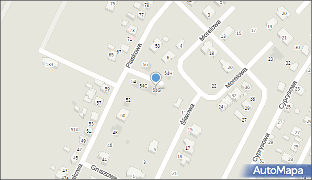 Tychy, Piaskowa, 54G, mapa Tychów