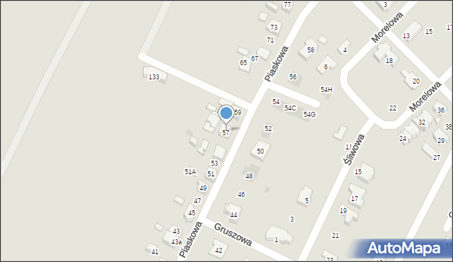 Tychy, Piaskowa, 57, mapa Tychów